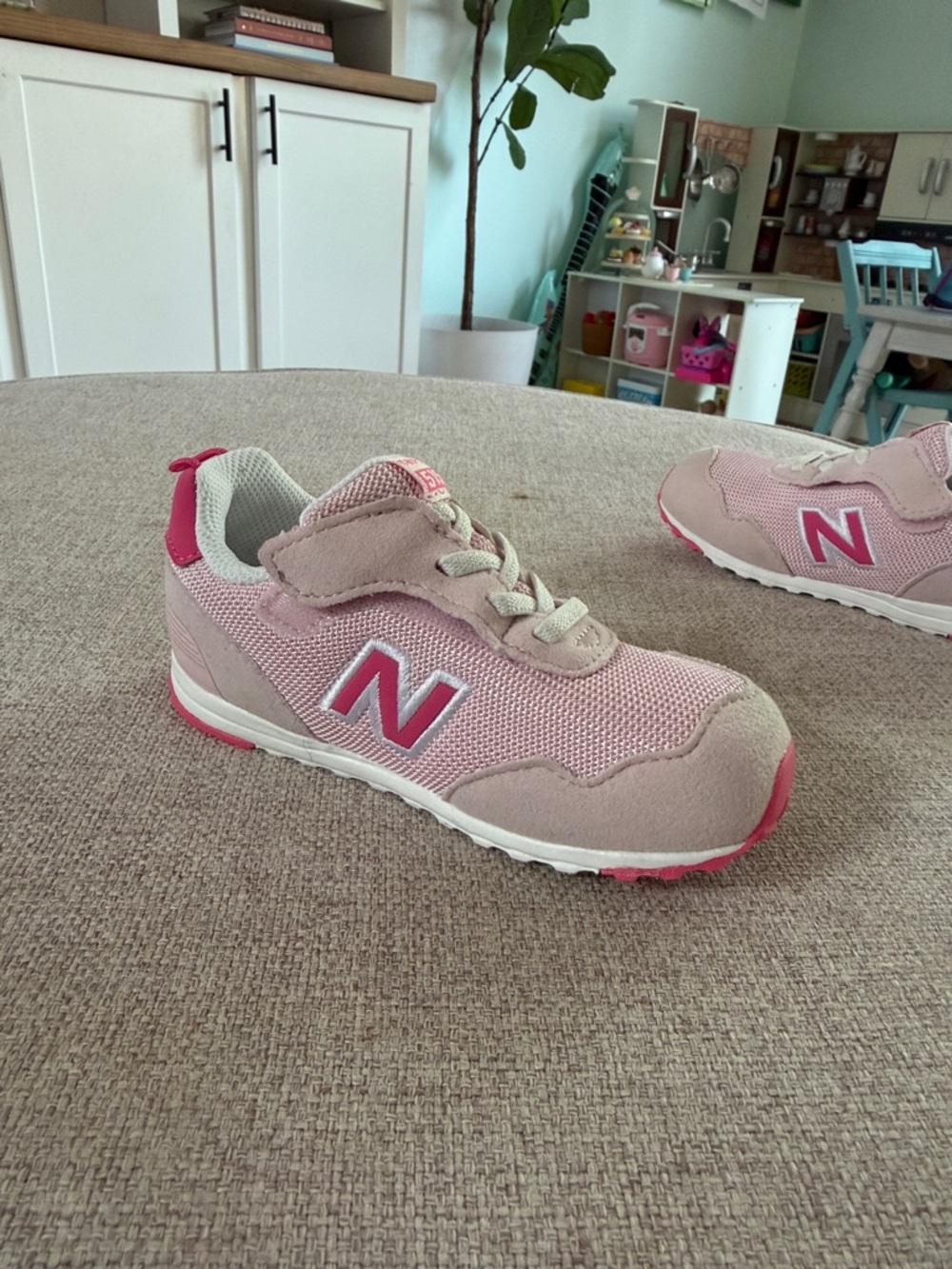New Balance Kids Pink Mesh & Suede Athletic Sneakers